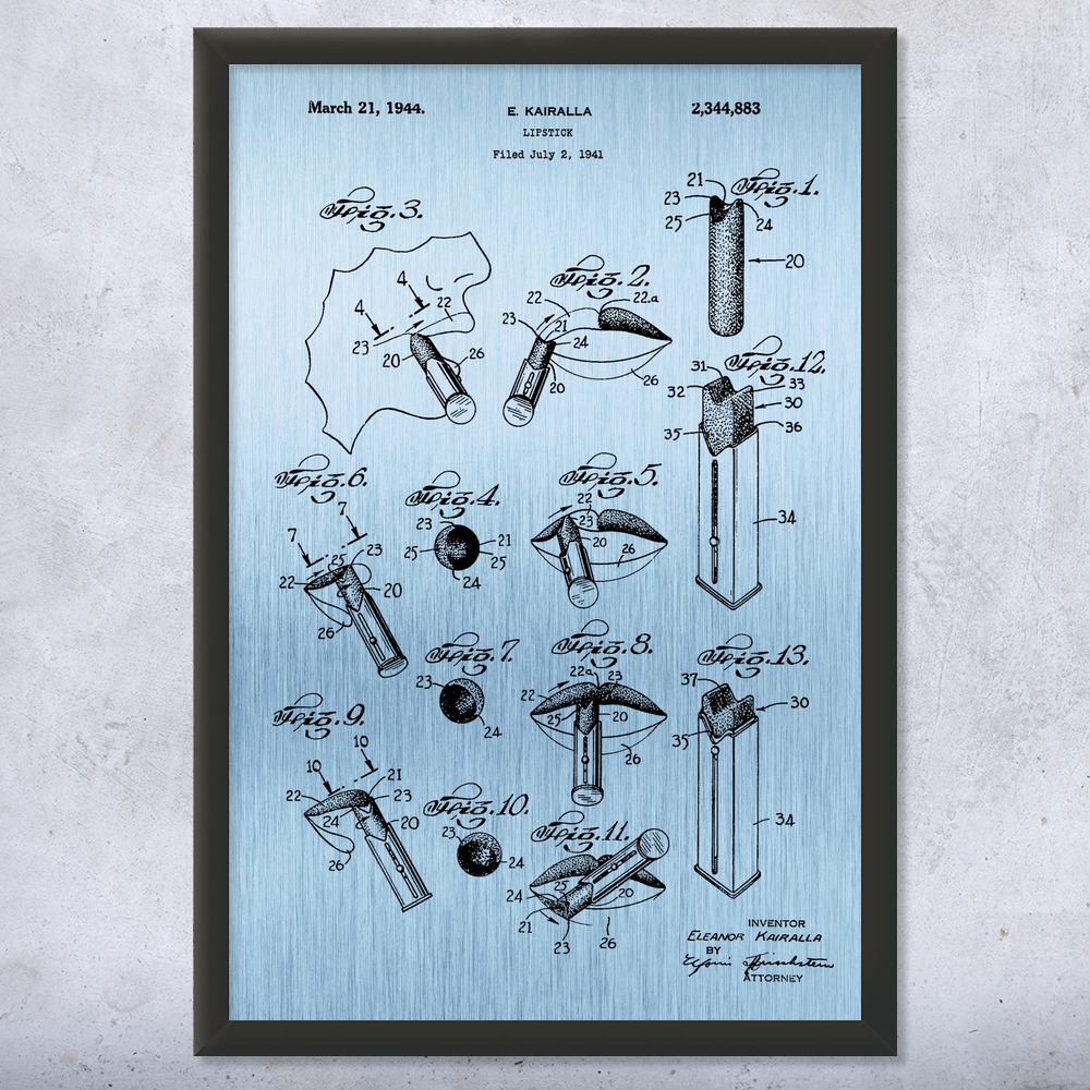 Lipstick Patent Wall Art Poster, Canvas or Framed Bathroom Decor Beautician Gift - Picture 13 of 15