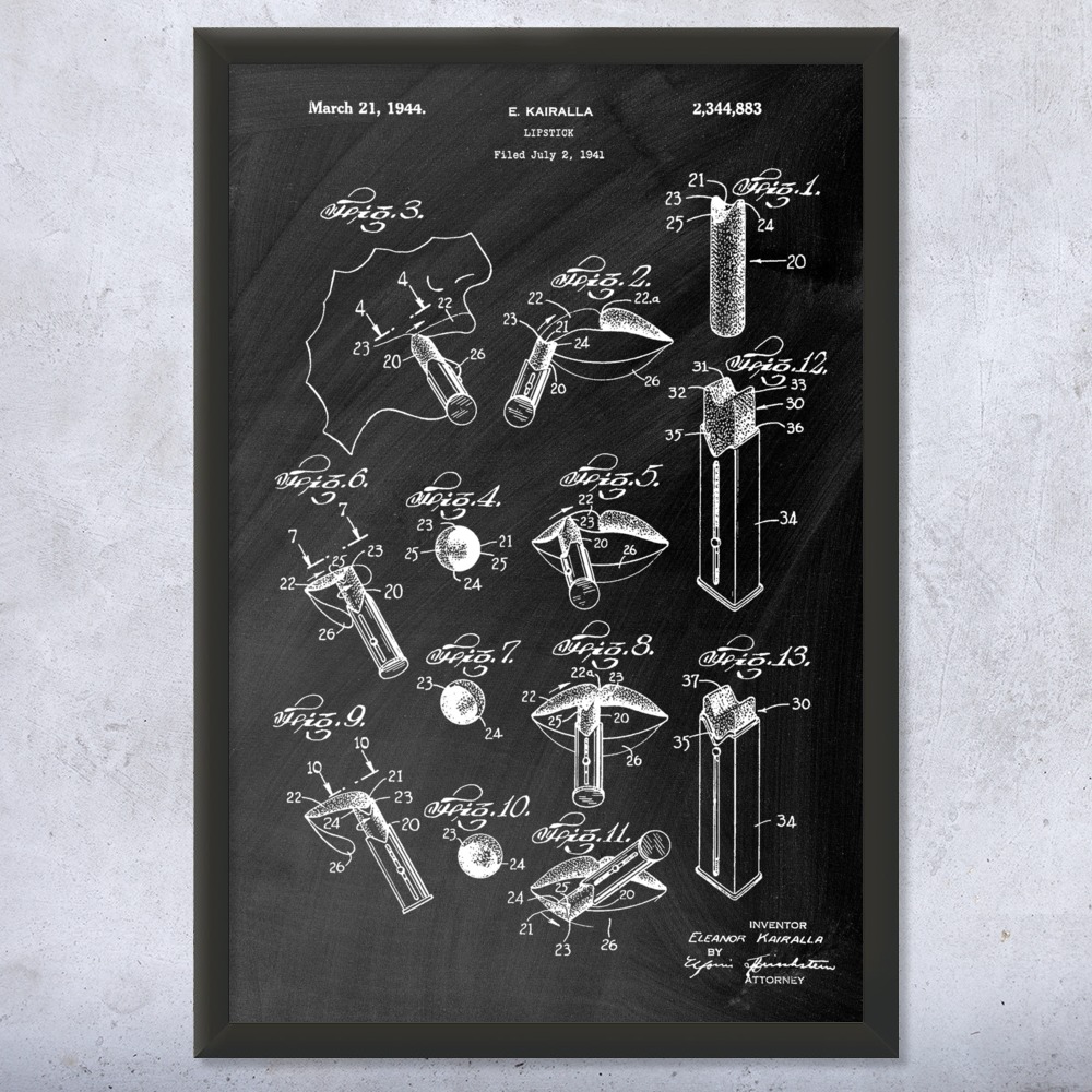 Lipstick Patent Wall Art Poster, Canvas or Framed Bathroom Decor Beautician Gift - Picture 10 of 15