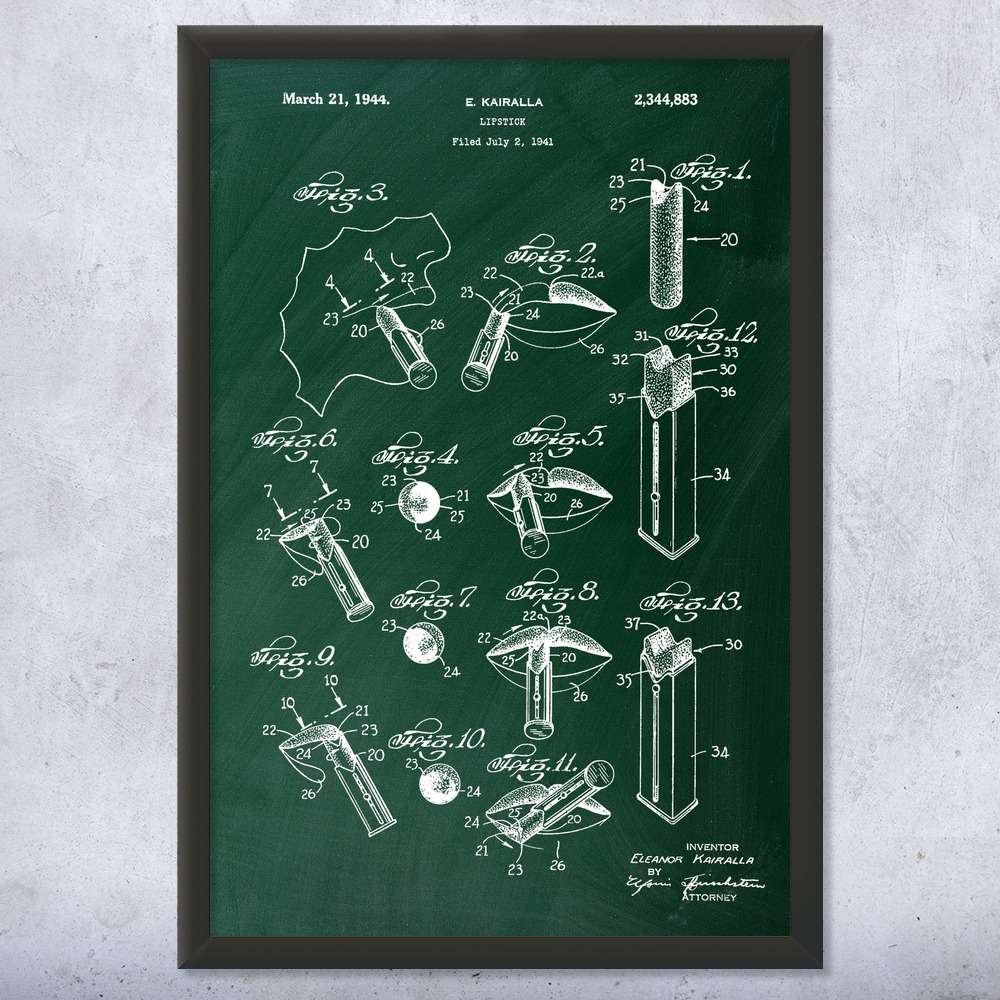 Lipstick Patent Wall Art Poster, Canvas or Framed Bathroom Decor Beautician Gift - Picture 9 of 15