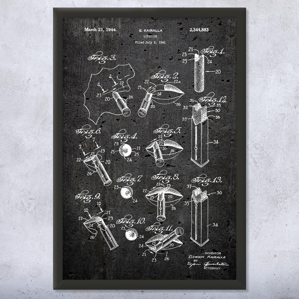 Lipstick Patent Wall Art Poster, Canvas or Framed Bathroom Decor Beautician Gift - Picture 12 of 15