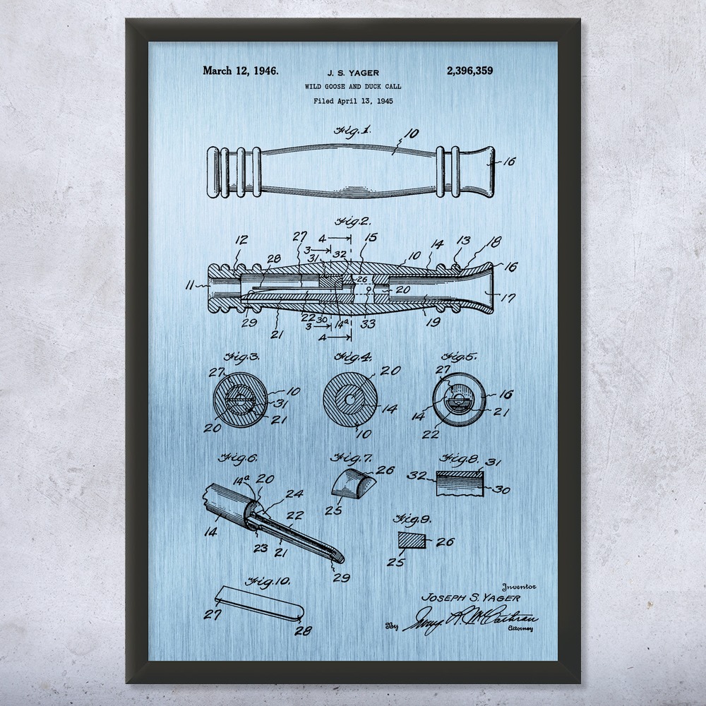 Duck Call Patent Wall Art Poster, Canvas or Framed Duck Hunting Gifts Dad Gifts - Picture 13 of 15