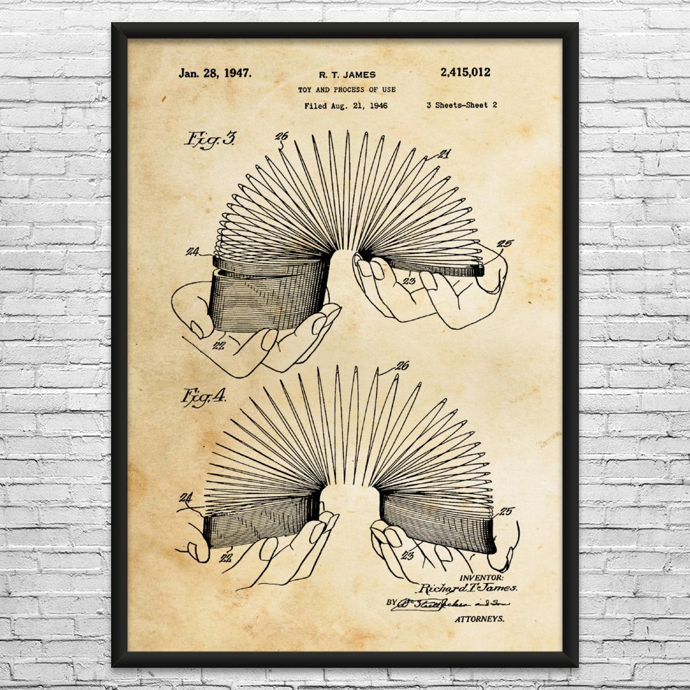 Springy Toy Patent Wall Art: Playroom Decor, Classroom Art, Teacher Gifts