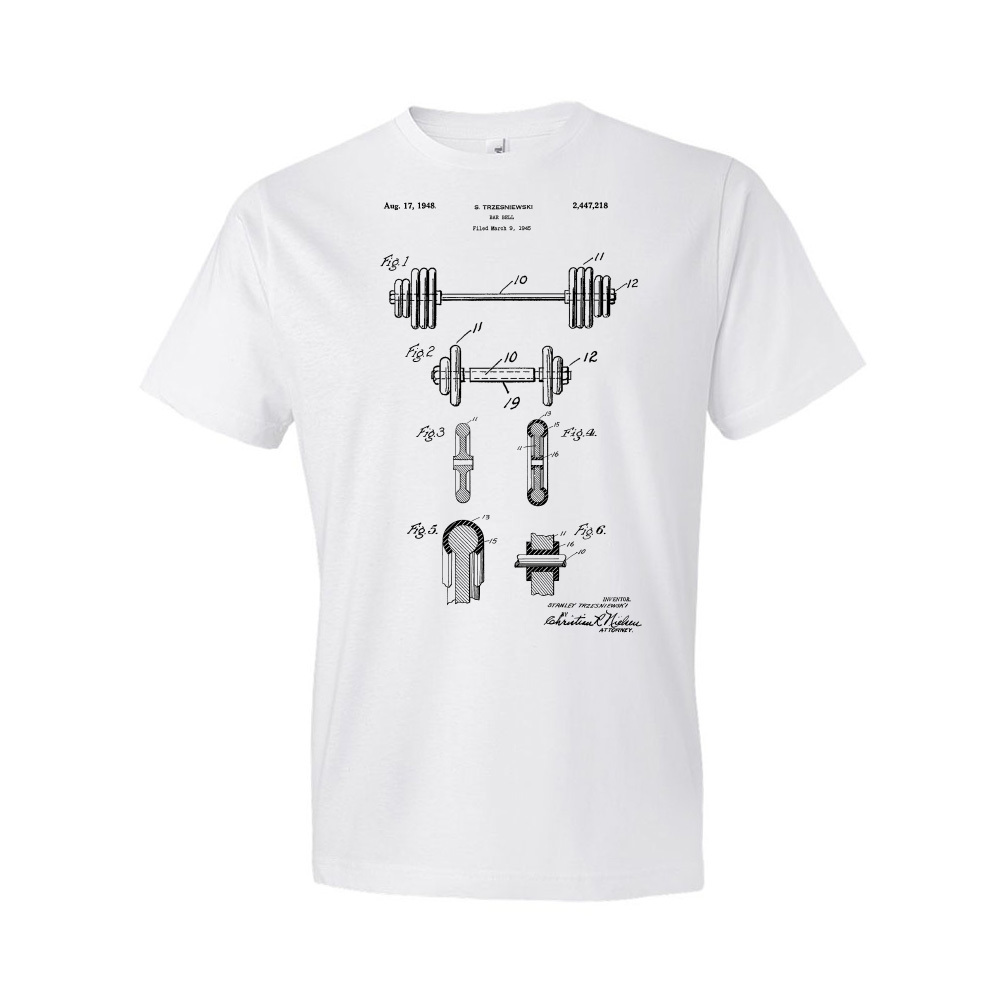 Bar Bell Patent Shirt Gym T Shirt Gift For Coach Gifts For Men Fitness T Shirt