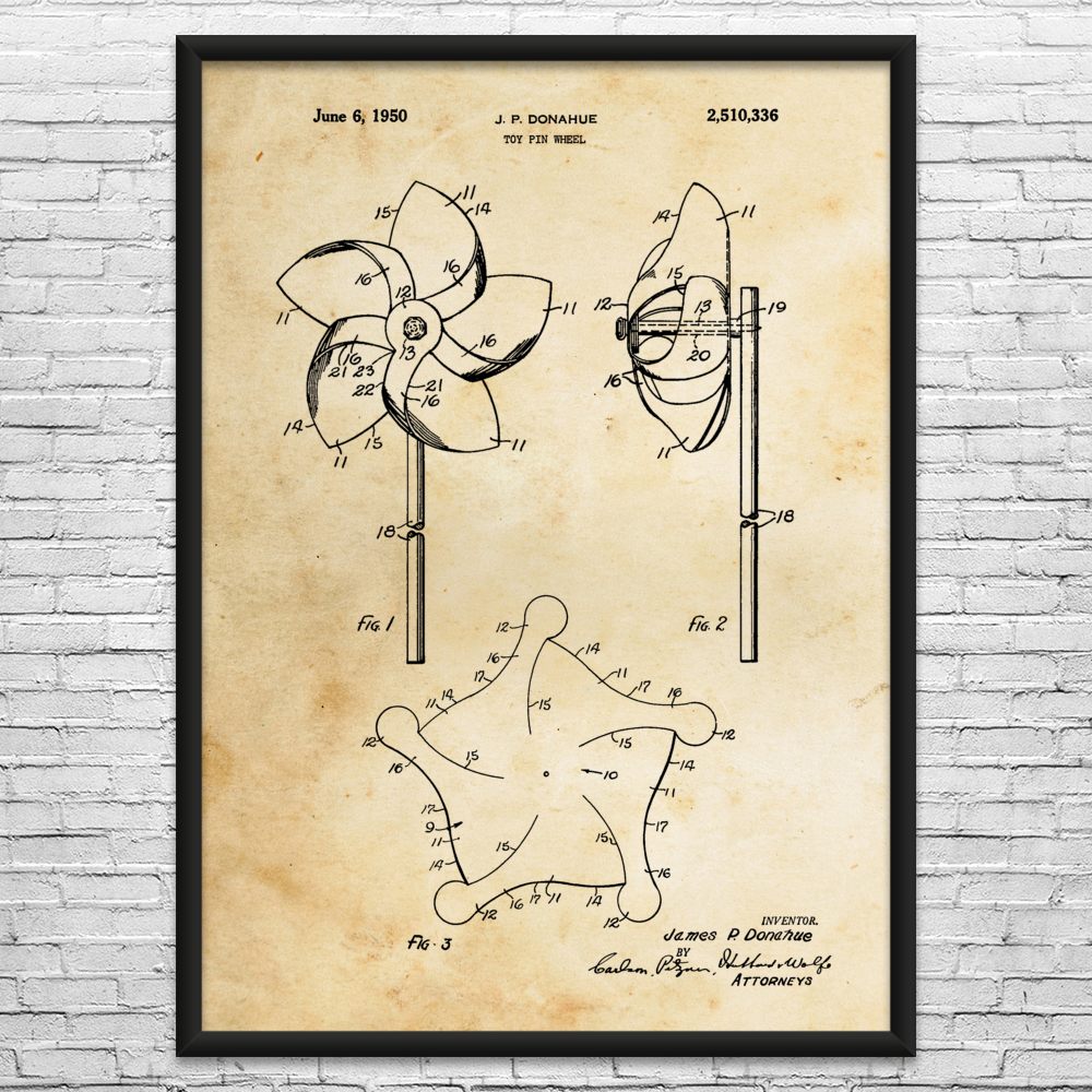 Pinwheel Patent Wall Art: Daycare Decor, Teacher Gifts, Toy Room Decor