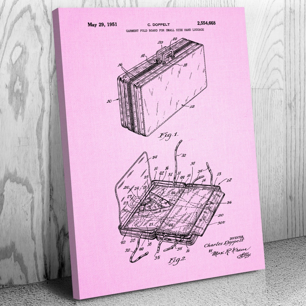 Luggage Suitcase Canvas Print Travel Agent Gift Suitcase Blueprint Designer Gift