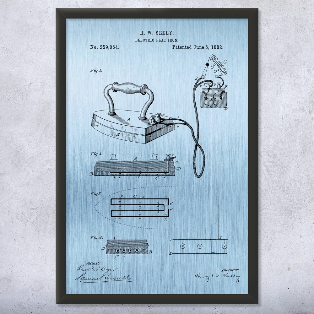 Electric Iron Patent Wall Art Poster, Canvas or Framed House Warming Gifts - Picture 13 of 15