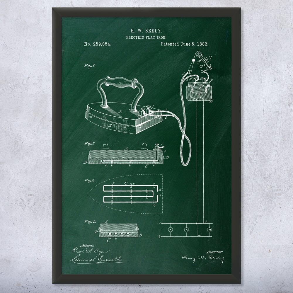 Electric Iron Patent Wall Art Poster, Canvas or Framed House Warming Gifts - Picture 9 of 15