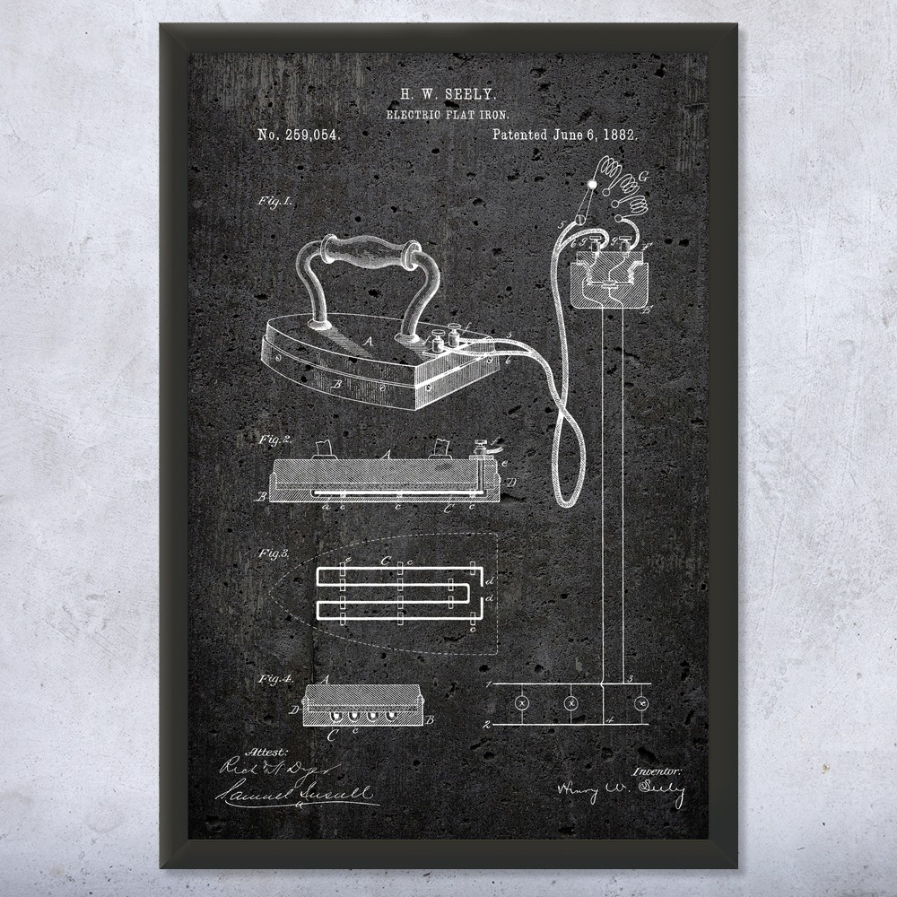Electric Iron Patent Wall Art Poster, Canvas or Framed House Warming Gifts - Picture 12 of 15