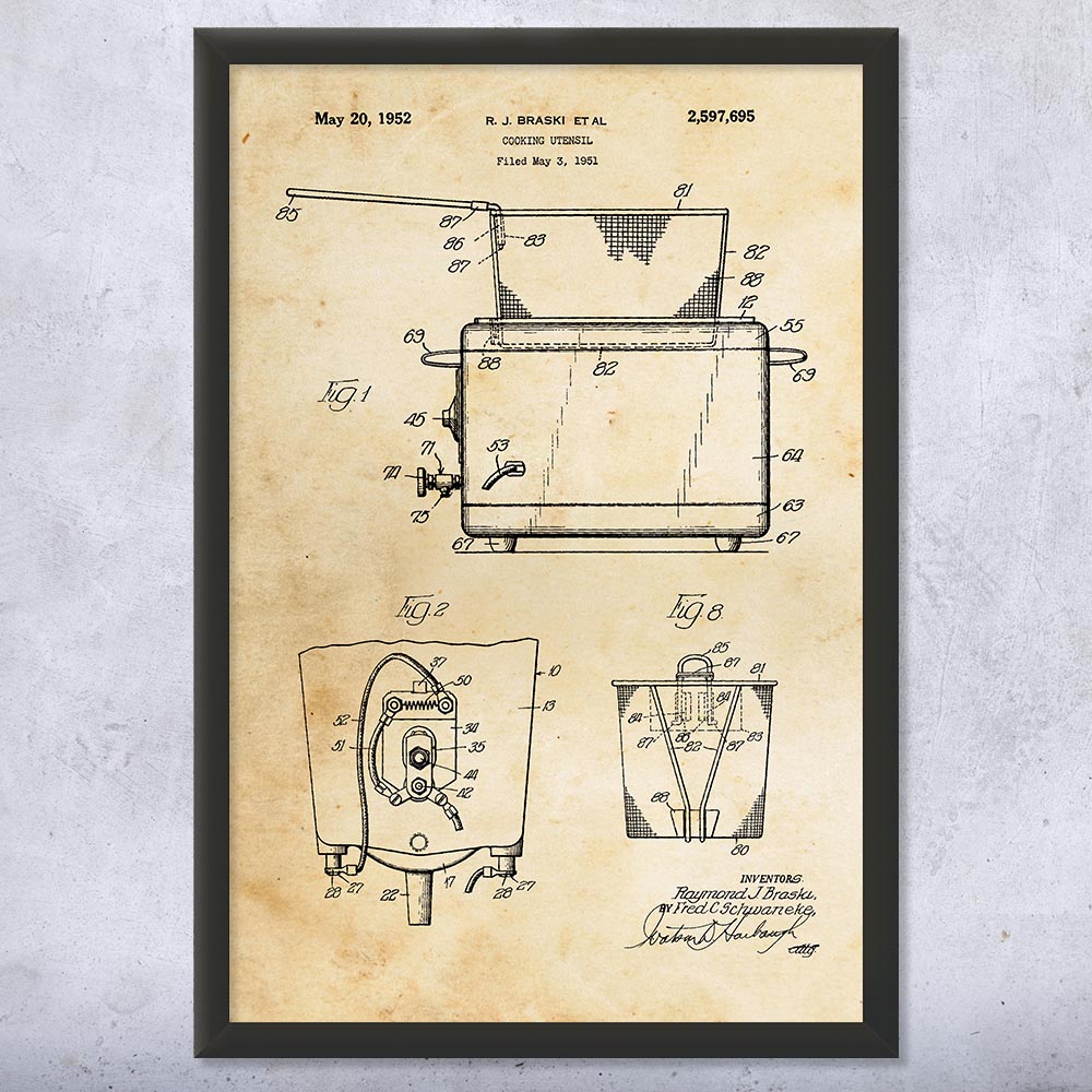 Póster de arte de pared de patente para freidora, lienzo o enmarcado regalos culinarios decoración de cocina - Imagen 8 de 15