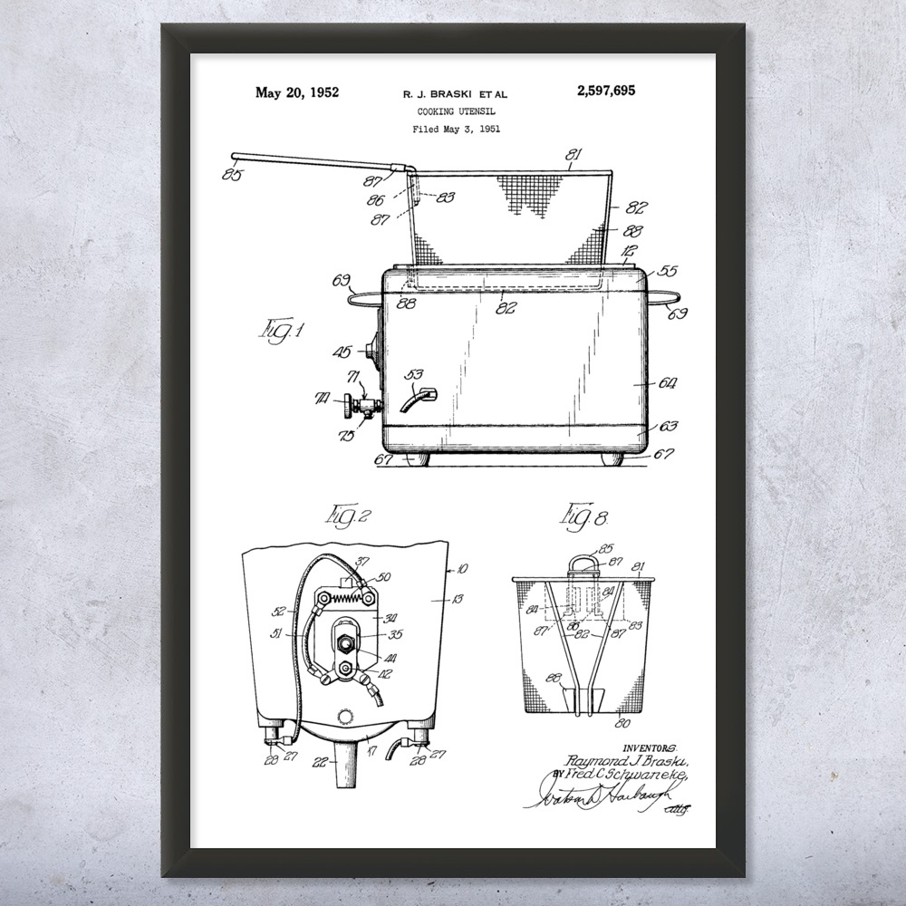 Póster de arte de pared de patente para freidora, lienzo o enmarcado regalos culinarios decoración de cocina - Imagen 14 de 15