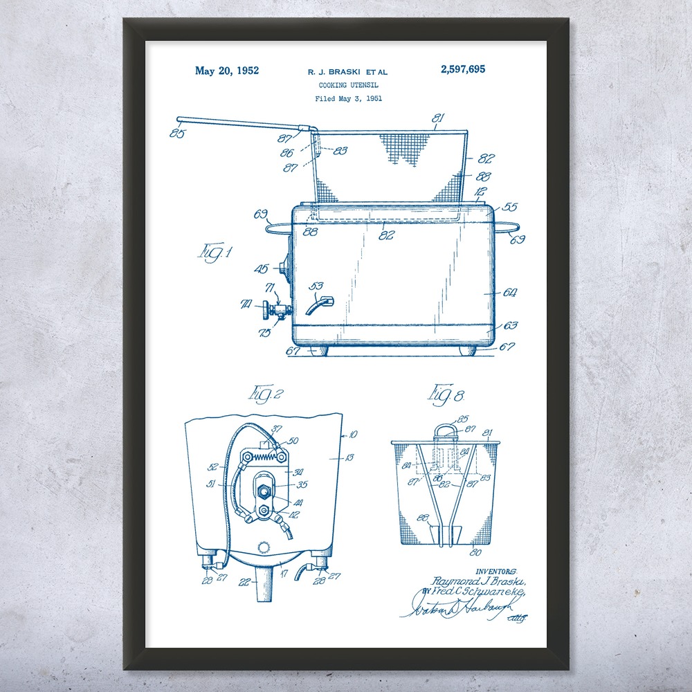 Póster de arte de pared de patente para freidora, lienzo o enmarcado regalos culinarios decoración de cocina - Imagen 15 de 15