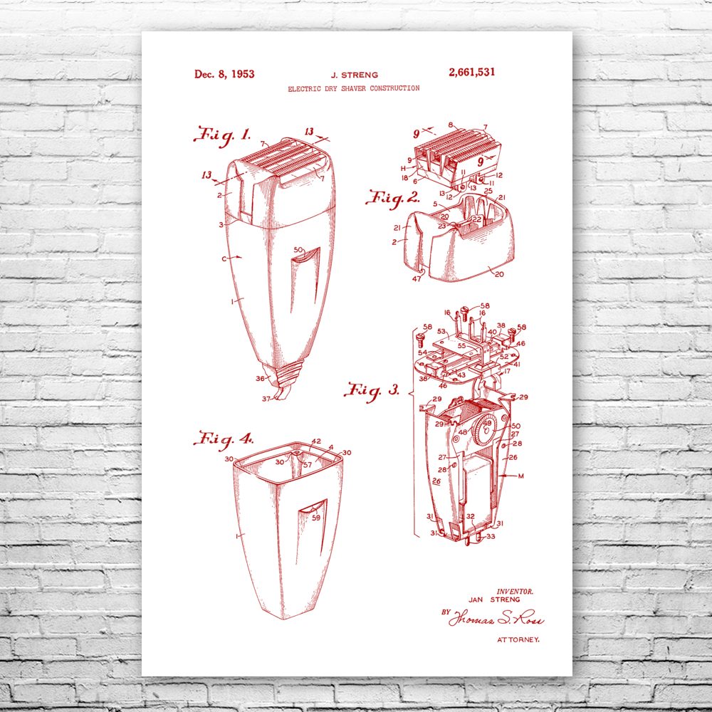 Electric Shaver Poster Print Beard Lover Gift Bathroom Wall Art Stylist Gift