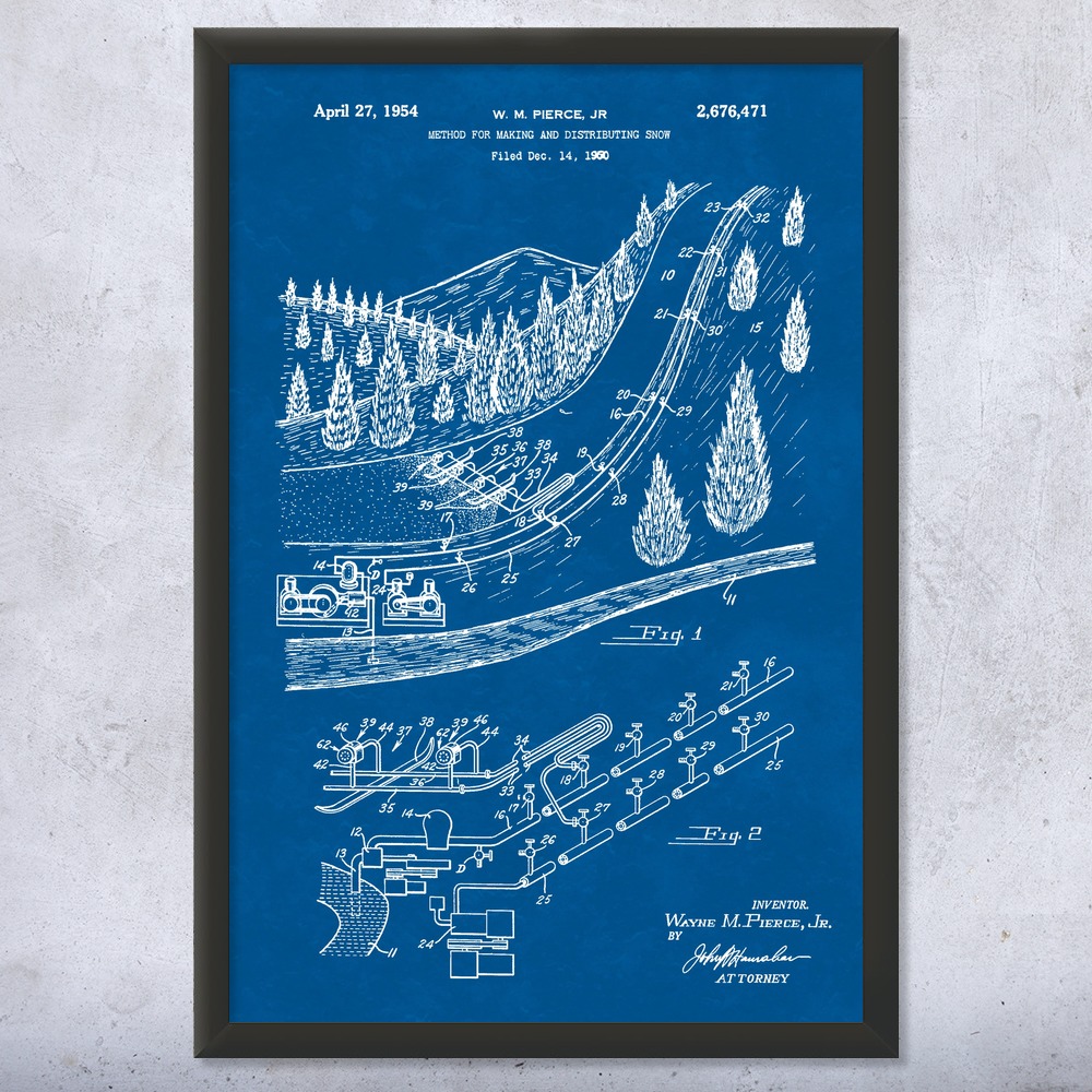 Snow Maker Patent Wall Art Poster, Canvas or Framed Skiing Art Winter Decor - Picture 11 of 15