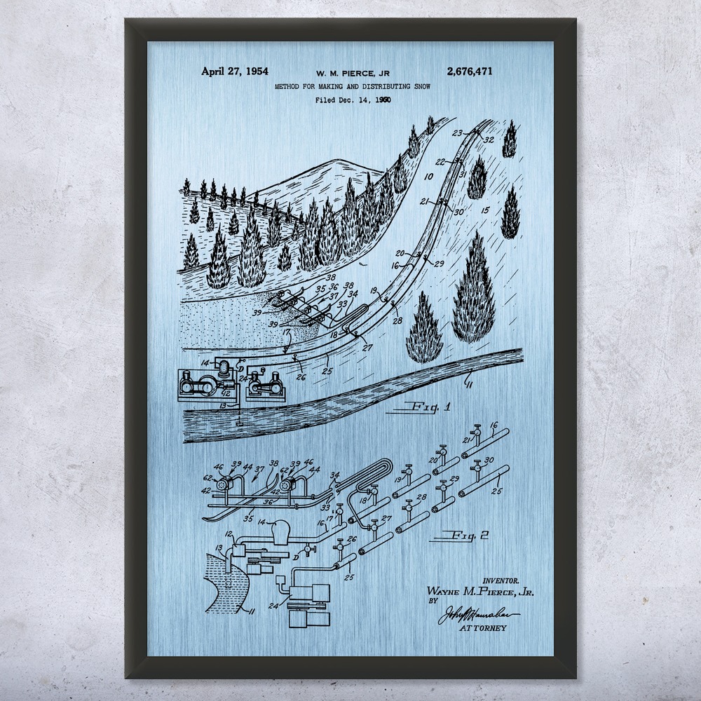 Snow Maker Patent Wall Art Poster, Canvas or Framed Skiing Art Winter Decor - Picture 13 of 15