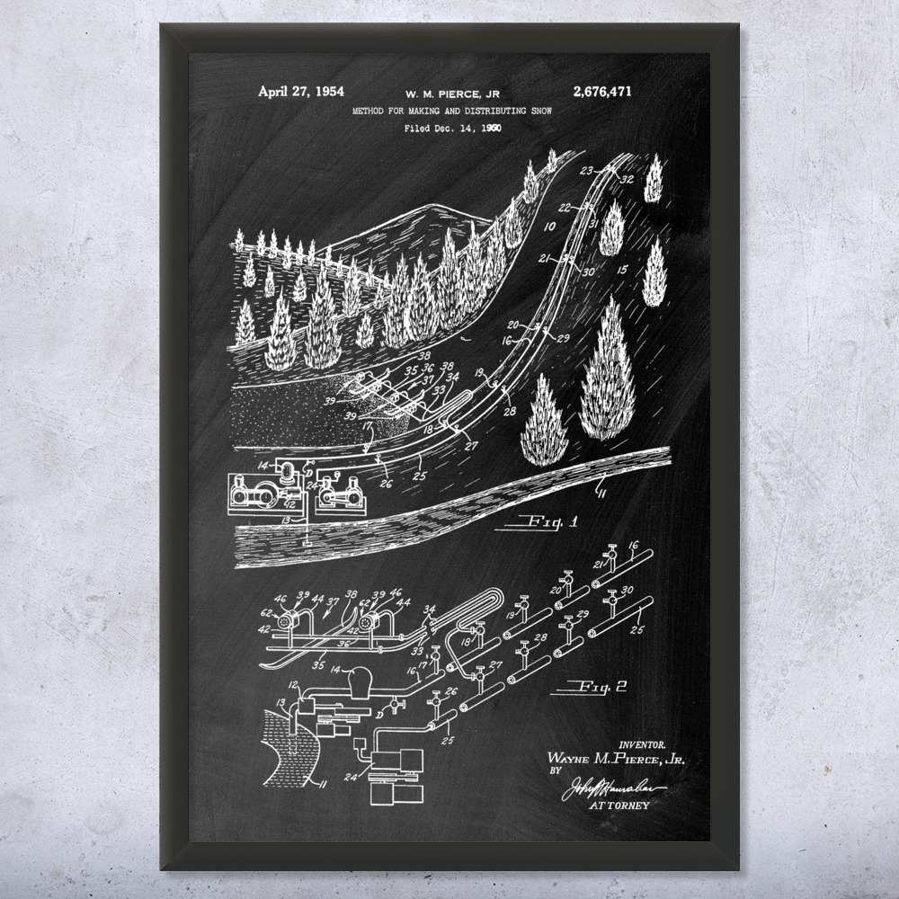 Snow Maker Patent Wall Art Poster, Canvas or Framed Skiing Art Winter Decor - Picture 10 of 15
