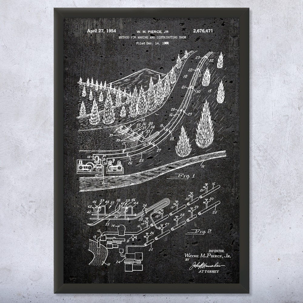 Snow Maker Patent Wall Art Poster, Canvas or Framed Skiing Art Winter Decor - Picture 12 of 15