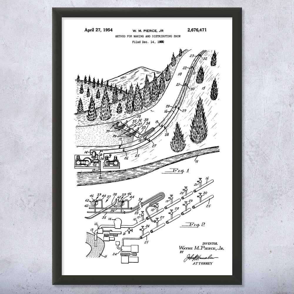 Snow Maker Patent Wall Art Poster, Canvas or Framed Skiing Art Winter Decor - Picture 14 of 15