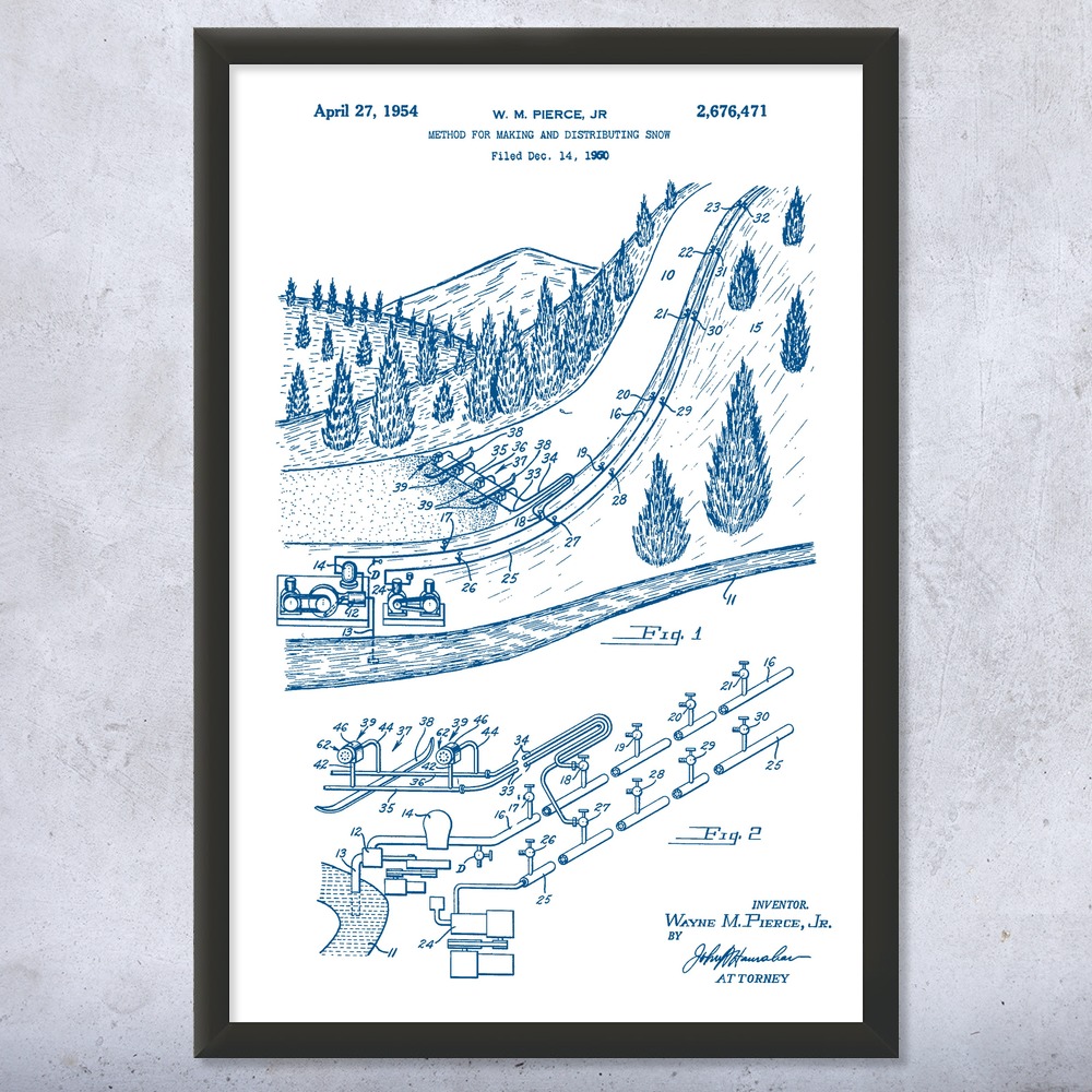 Snow Maker Patent Wall Art Poster, Canvas or Framed Skiing Art Winter Decor - Picture 15 of 15