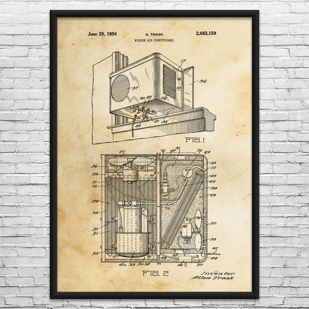 Window AC Unit Patent Wall Art: Hvac Technician, Contractor Gift, Office Decor