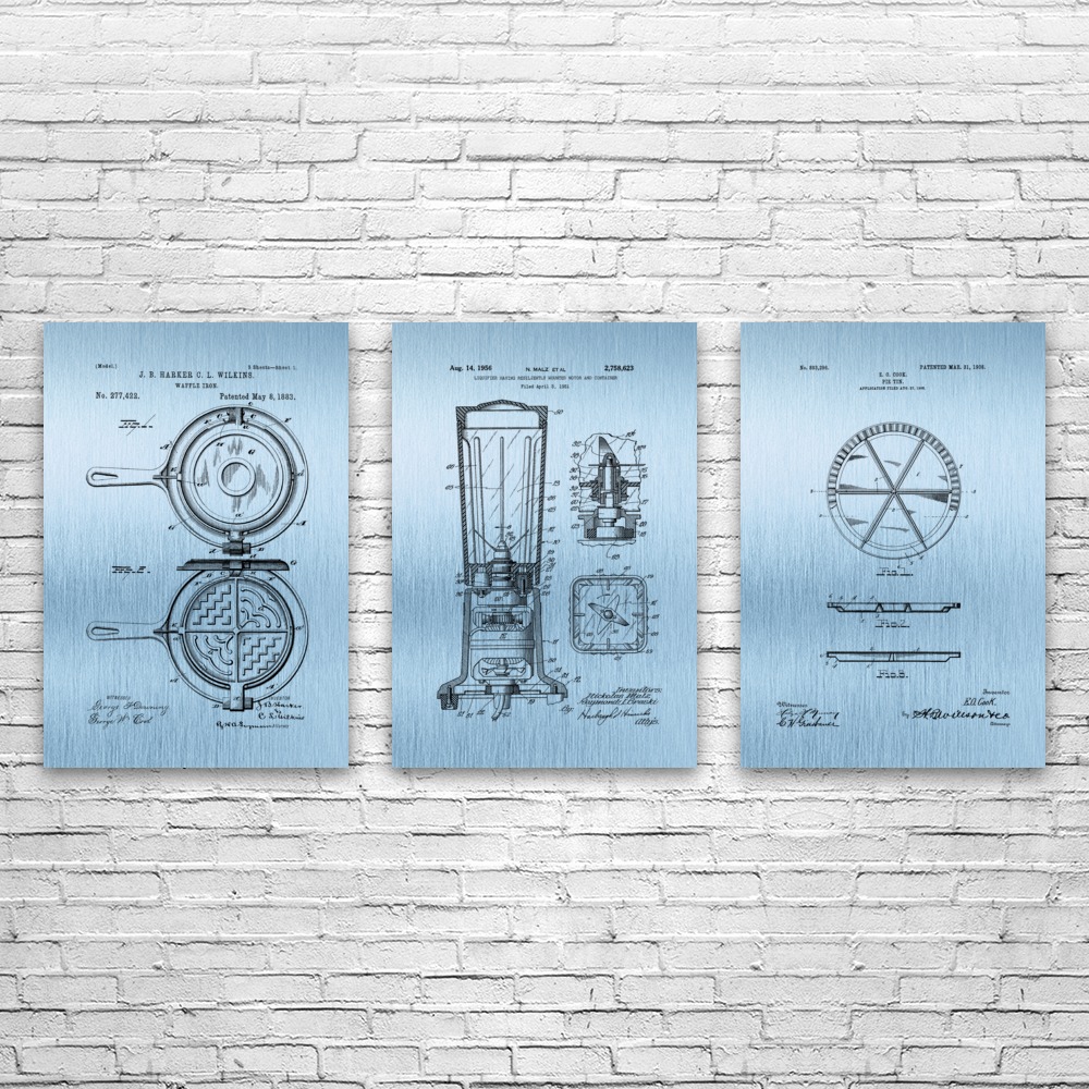 Kitchen Patent Wall Art Set of 3 Poster, Canvas or Framed Food Lover Gift - Picture 10 of 12