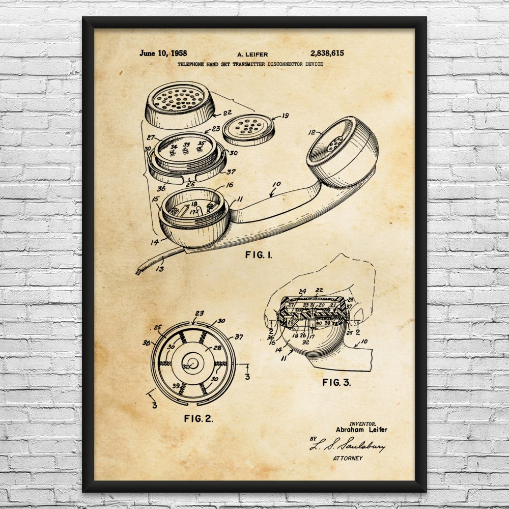 Telephone Handset Patent Wall Art: Network Engineer, Lineman Gifts, Telecom Gift