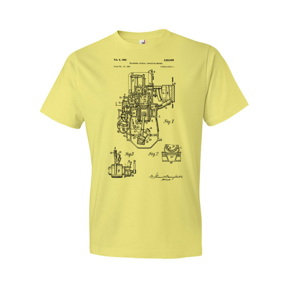 Camisa de patente de motor de dos tiempos cabezal de engranaje regalo motor plano ropa de coche - Imagen 11 de 11