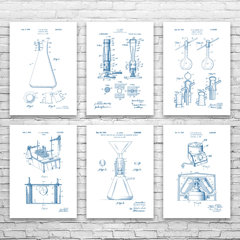 Chemistry Lab Equipment Posters Set of 6 Chemistry Gift Science Decor Wall Art