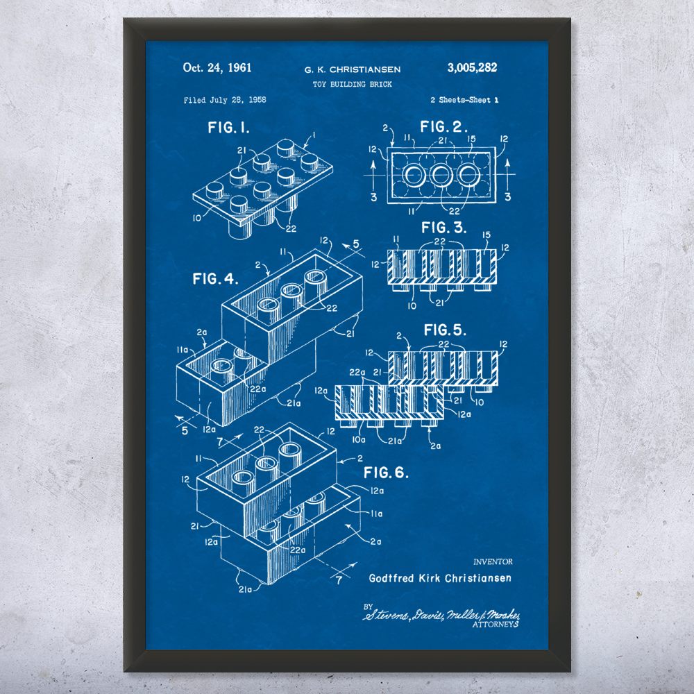 Toy Block Patent Wall Art Poster, Canvas or Framed Toy Room Decor Toys Wall Art - Picture 11 of 15