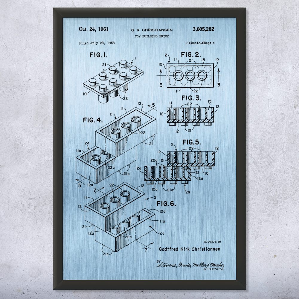 Toy Block Patent Wall Art Poster, Canvas or Framed Toy Room Decor Toys Wall Art - Picture 13 of 15