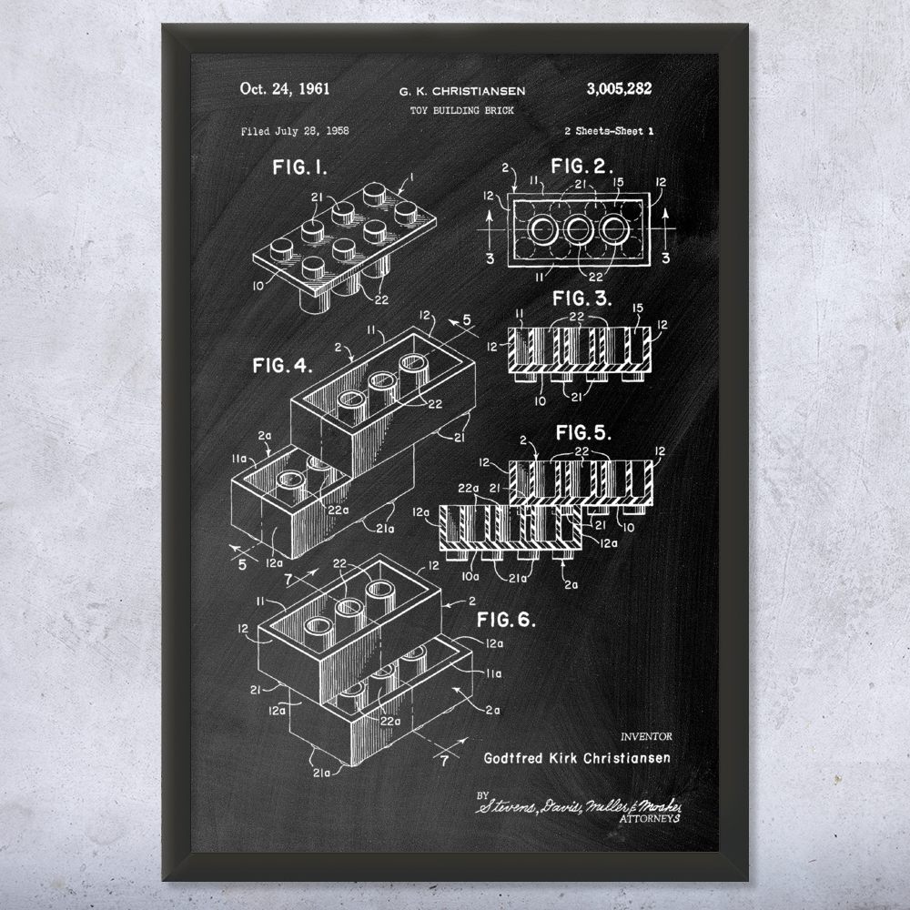 Toy Block Patent Wall Art Poster, Canvas or Framed Toy Room Decor Toys Wall Art - Picture 10 of 15
