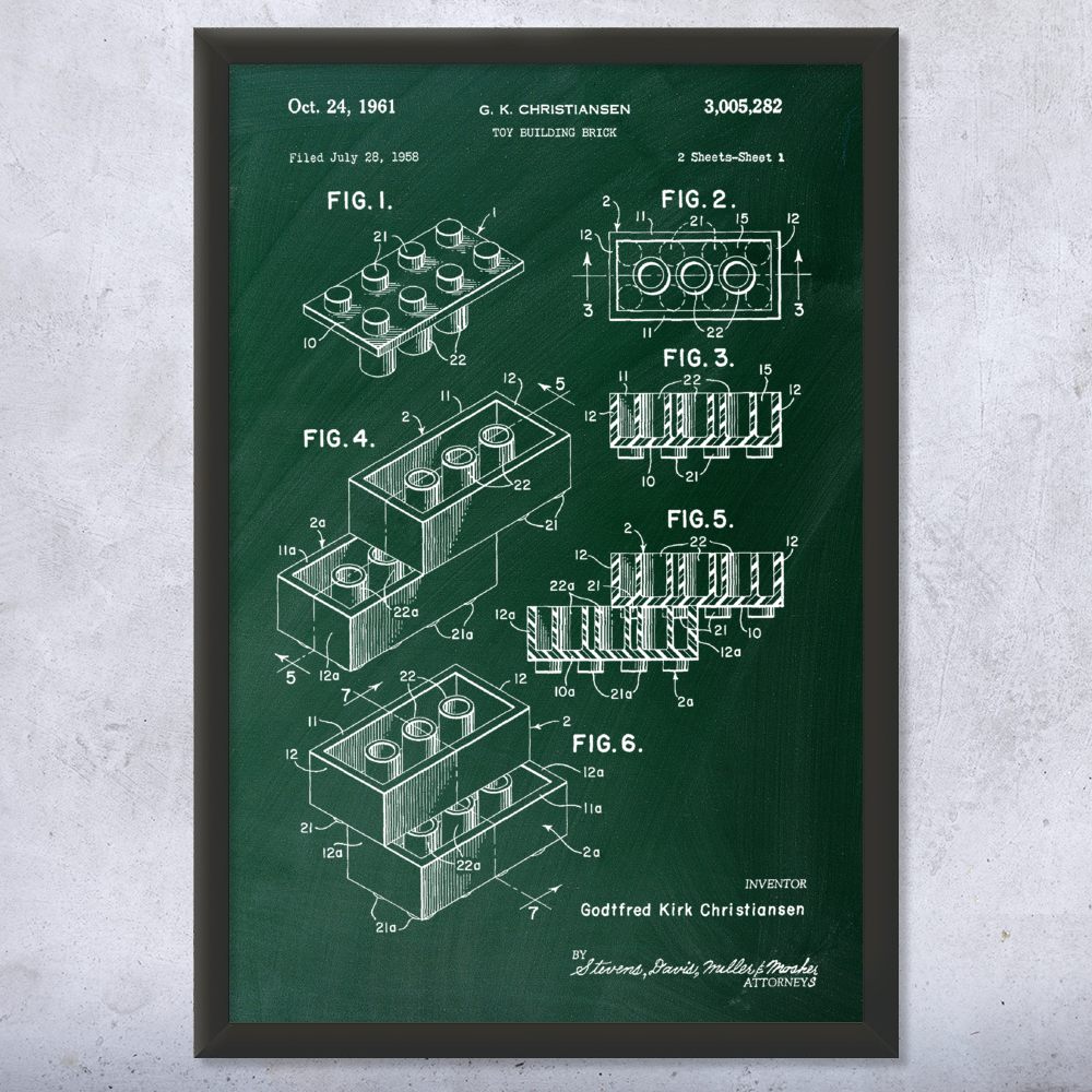 Toy Block Patent Wall Art Poster, Canvas or Framed Toy Room Decor Toys Wall Art - Picture 9 of 15