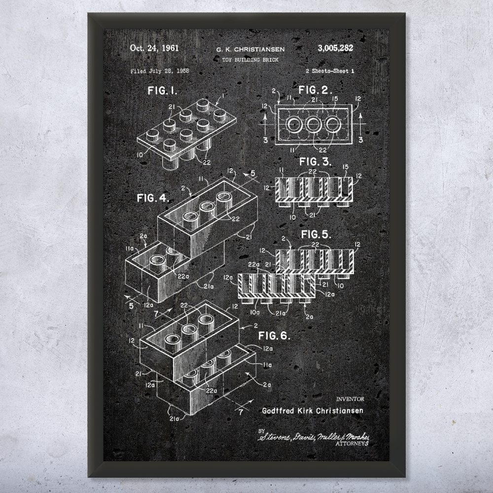 Toy Block Patent Wall Art Poster, Canvas or Framed Toy Room Decor Toys Wall Art - Picture 12 of 15