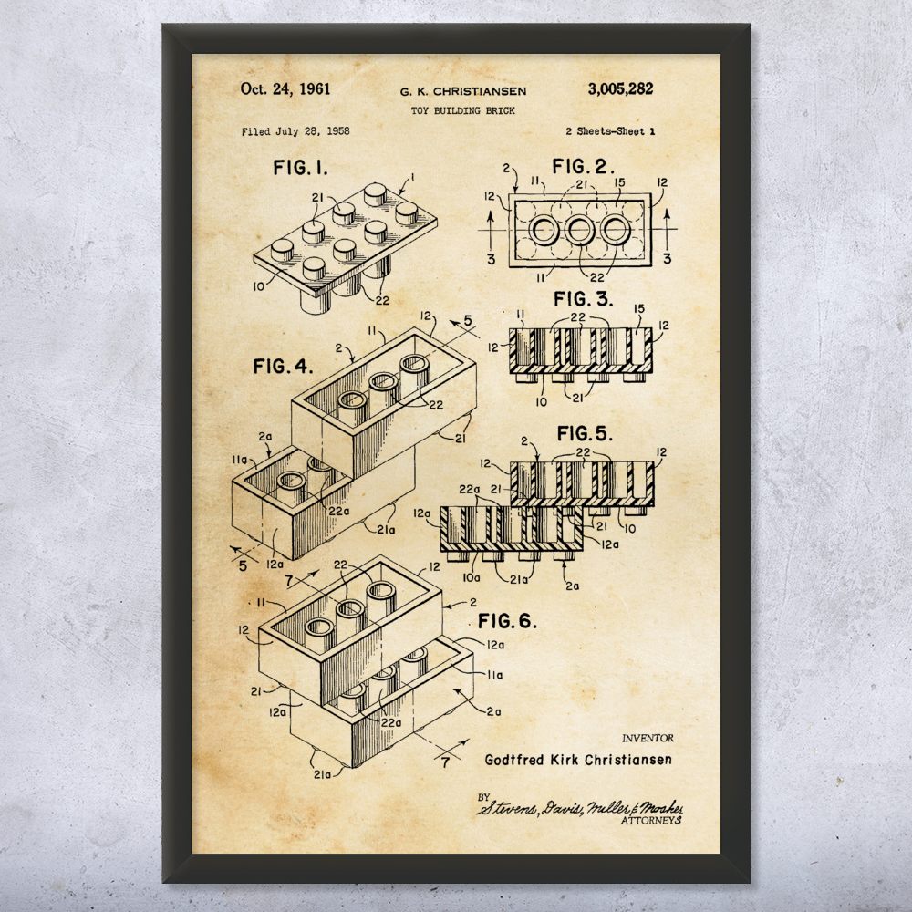 Toy Block Patent Wall Art Poster, Canvas or Framed Toy Room Decor Toys Wall Art - Picture 8 of 15