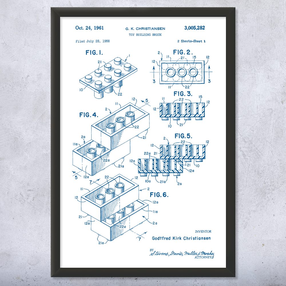 Toy Block Patent Wall Art Poster, Canvas or Framed Toy Room Decor Toys Wall Art - Picture 15 of 15
