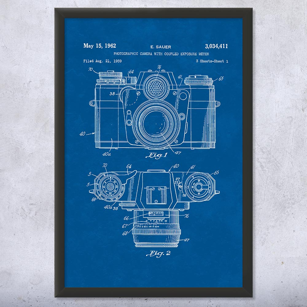 Camera Patent Wall Art Poster, Canvas or Framed Photographer Gift Camera Decor - Picture 11 of 15