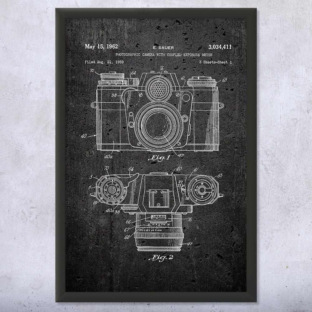 Camera Patent Wall Art Poster, Canvas or Framed Photographer Gift Camera Decor - Picture 12 of 15