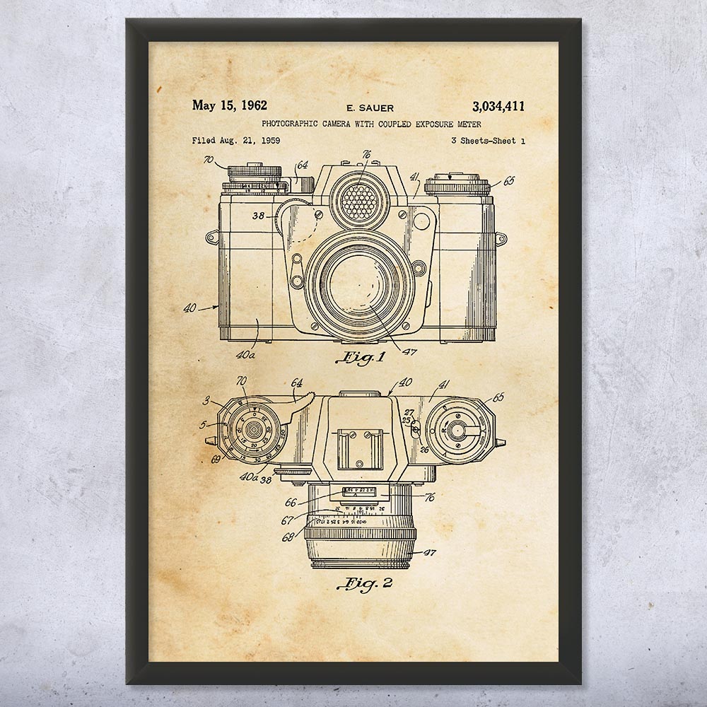 Camera Patent Wall Art Poster, Canvas or Framed Photographer Gift Camera Decor - Picture 8 of 15