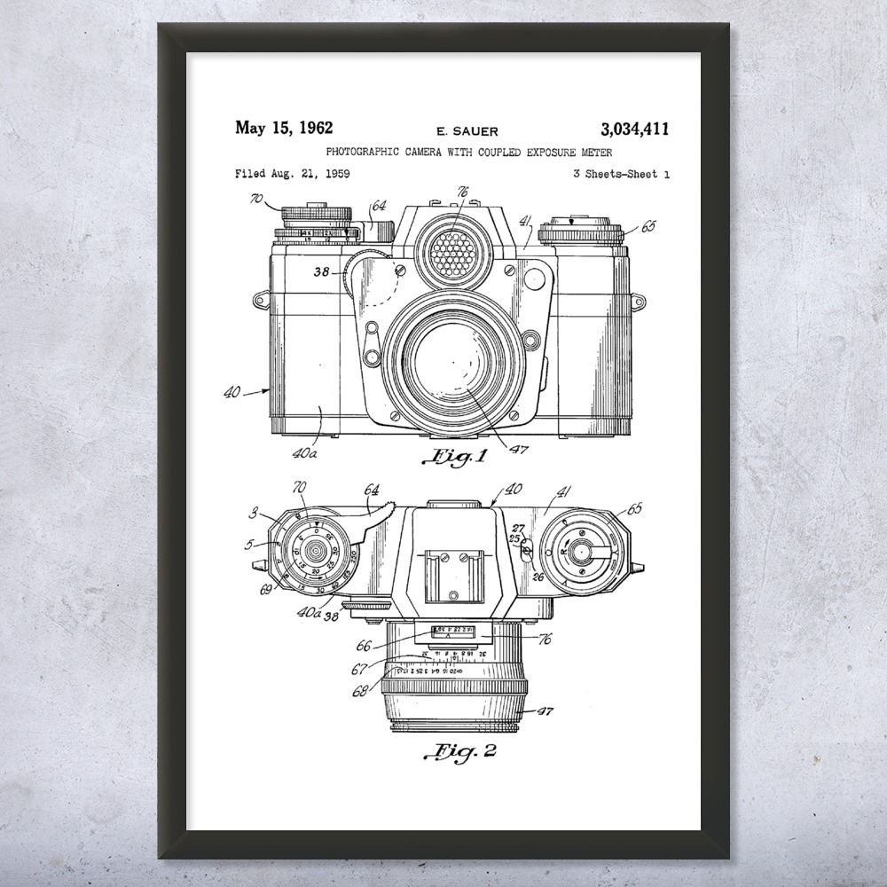 Camera Patent Wall Art Poster, Canvas or Framed Photographer Gift Camera Decor - Picture 14 of 15