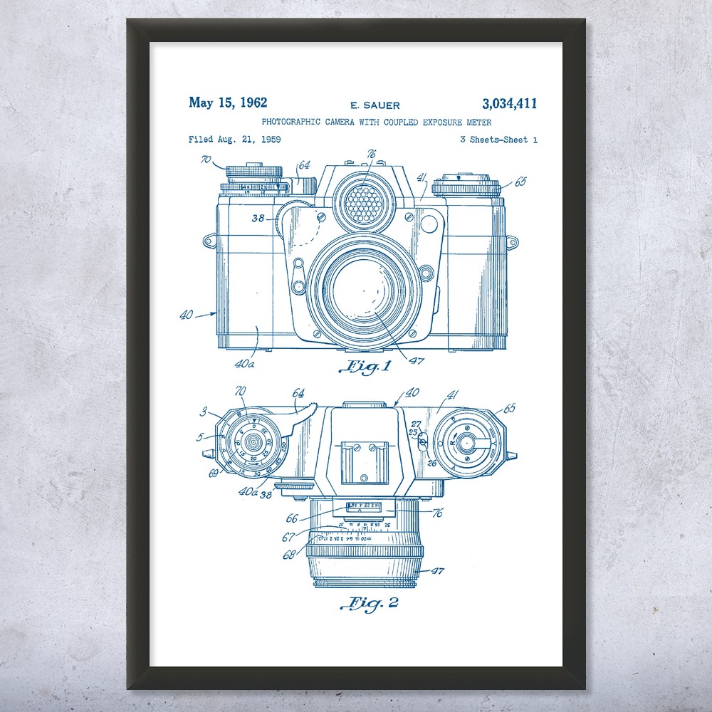 Camera Patent Wall Art Poster, Canvas or Framed Photographer Gift Camera Decor - Picture 15 of 15