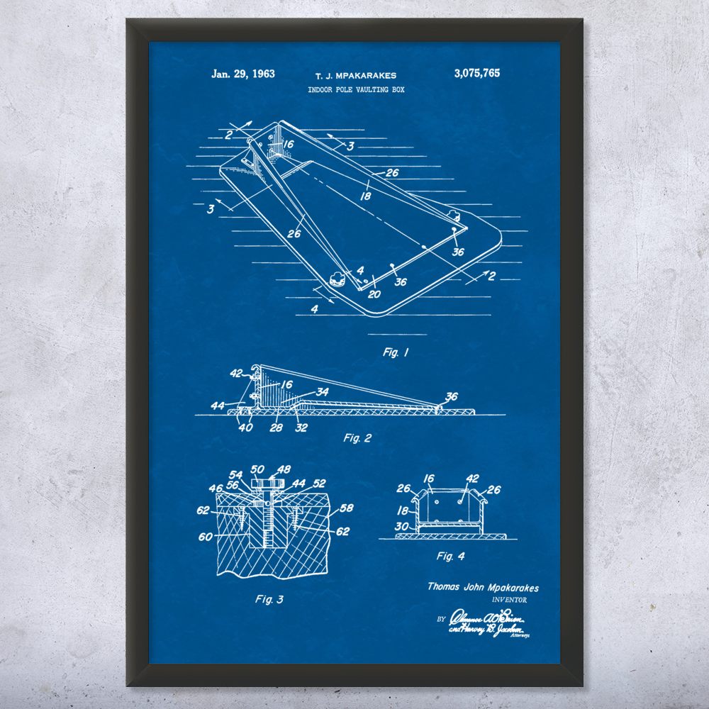 Pole Vaulting Box Patent Wall Art Poster, Canvas or Framed Gym Decor Sports Art - Picture 11 of 15