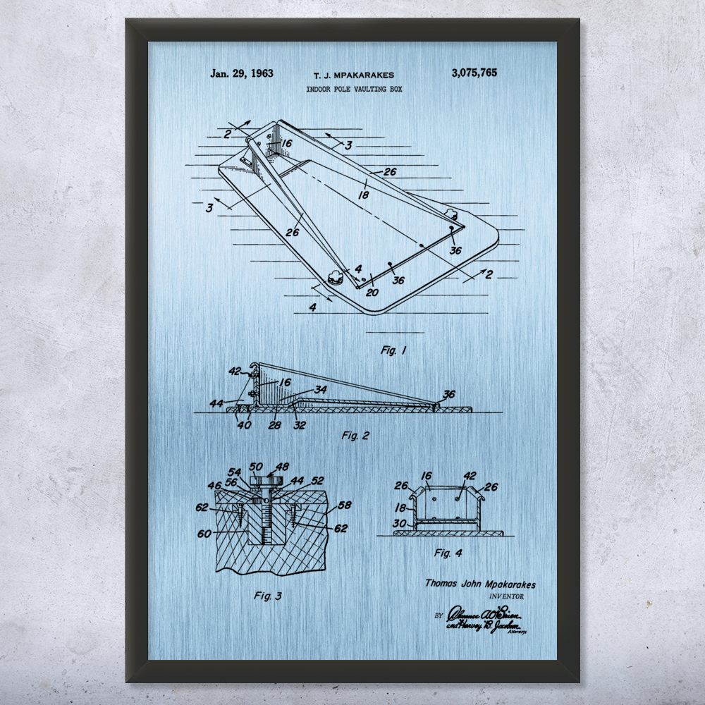 Pole Vaulting Box Patent Wall Art Poster, Canvas or Framed Gym Decor Sports Art - Picture 13 of 15