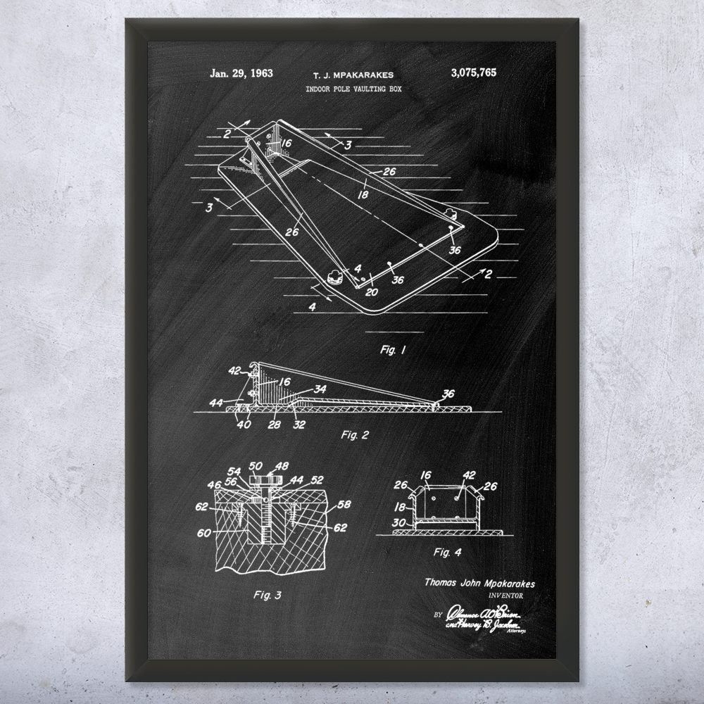 Pole Vaulting Box Patent Wall Art Poster, Canvas or Framed Gym Decor Sports Art - Picture 10 of 15