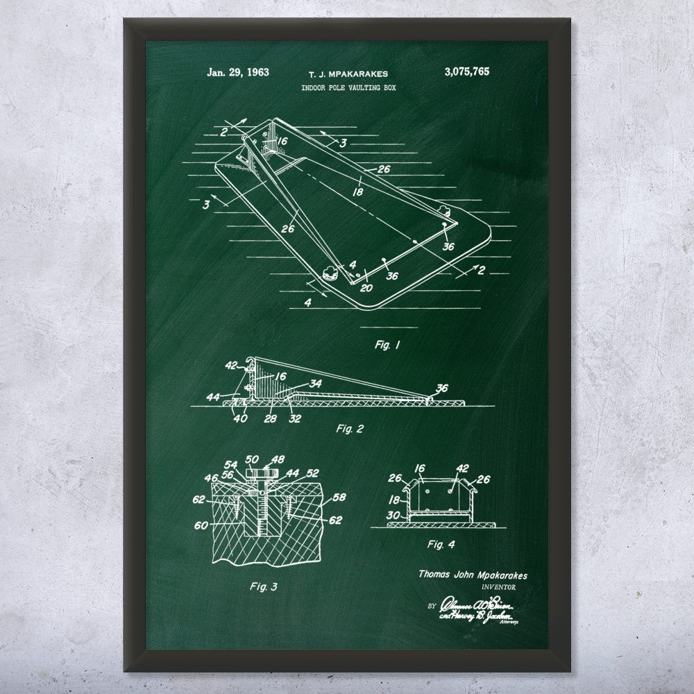 Pole Vaulting Box Patent Wall Art Poster, Canvas or Framed Gym Decor Sports Art - Picture 9 of 15