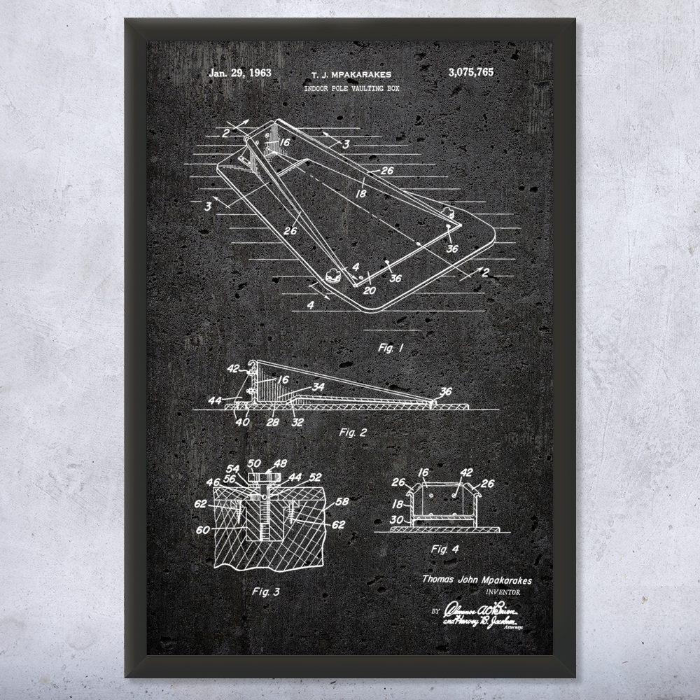 Pole Vaulting Box Patent Wall Art Poster, Canvas or Framed Gym Decor Sports Art - Picture 12 of 15