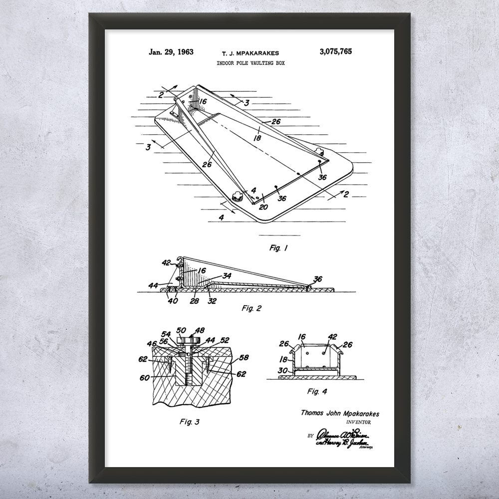 Pole Vaulting Box Patent Wall Art Poster, Canvas or Framed Gym Decor Sports Art - Picture 14 of 15