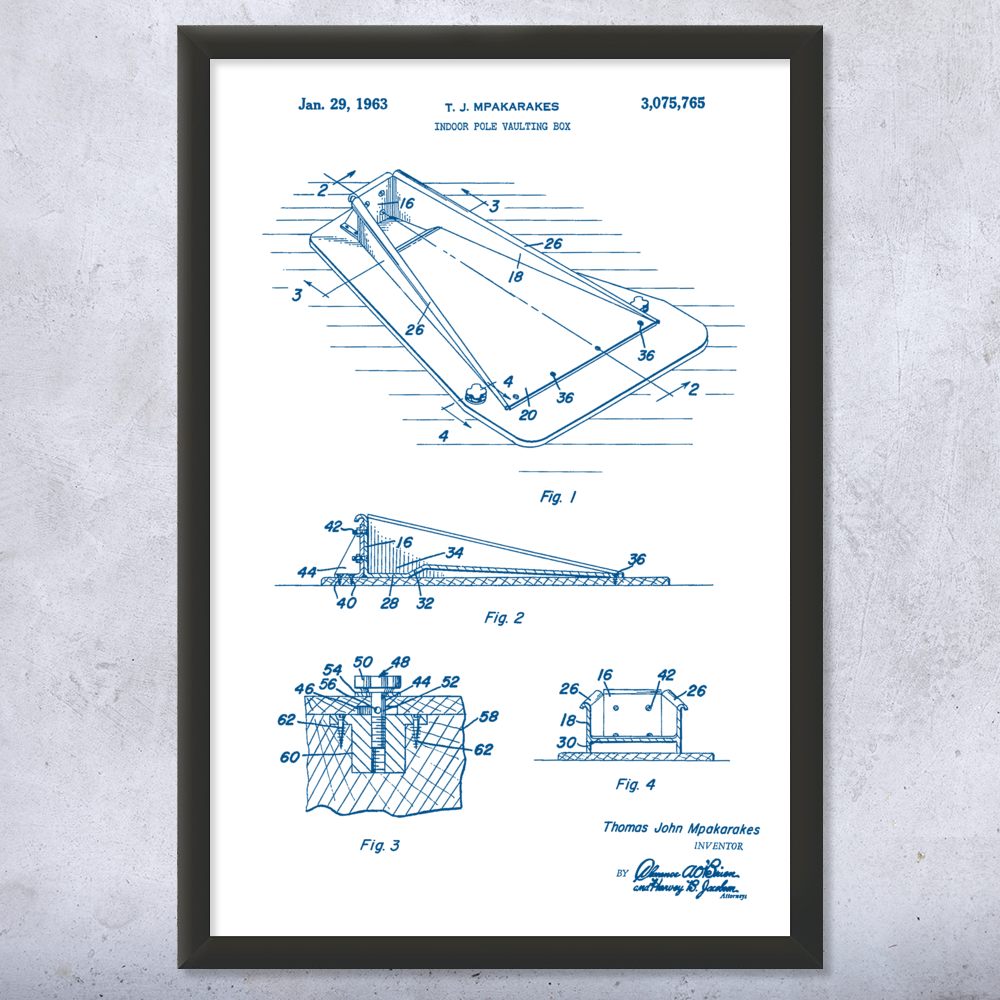 Pole Vaulting Box Patent Wall Art Poster, Canvas or Framed Gym Decor Sports Art - Picture 15 of 15