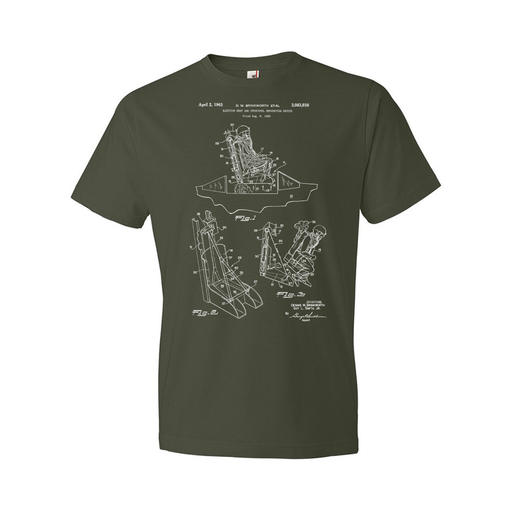 Aircraft Ejection Seat Patent Shirt Veteran Gift Military Shirt Aviator Gift - Picture 5 of 11