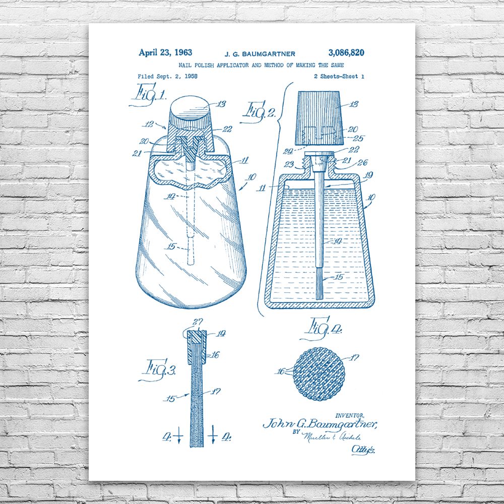Nail Polish Patent Print Stylist Gift Makeup Counter Cosmetologist Hair Dresser