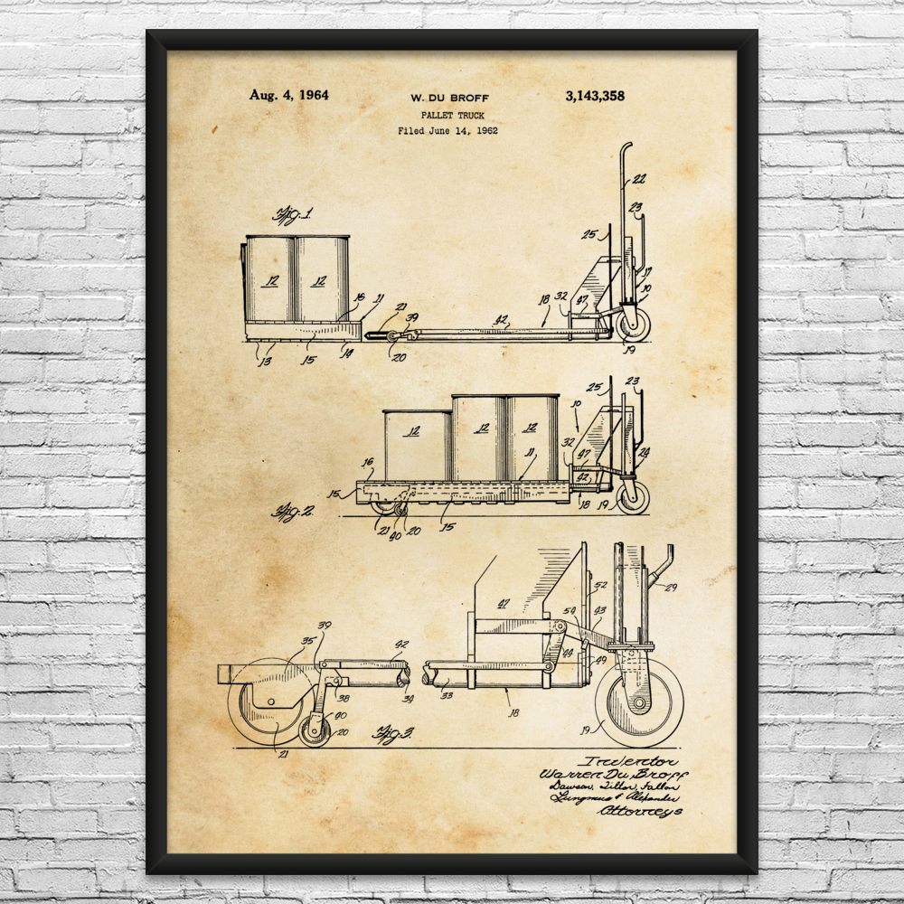 Pallet Truck Patent Wall Art: Warehouse Worker, Manager Gift, Logistics Decor