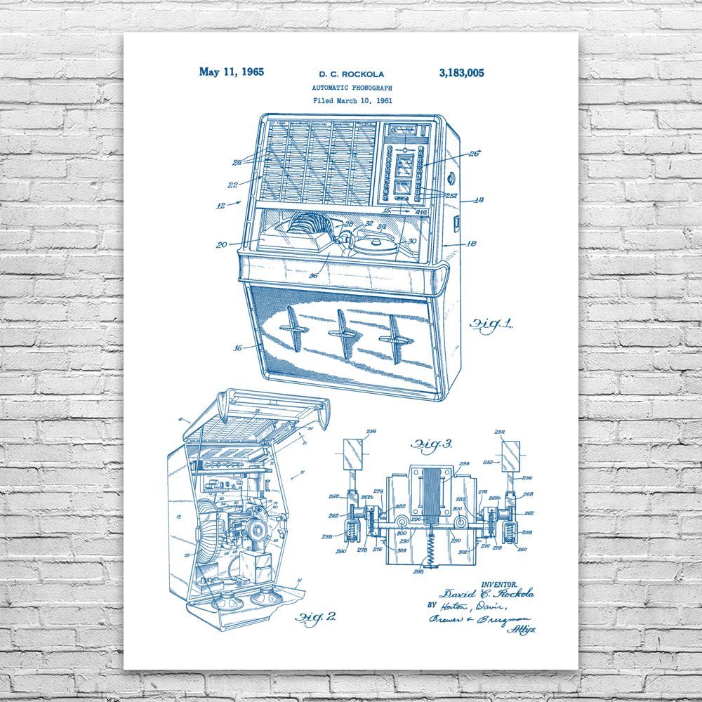 Automatic Juke Box Poster Print Recording Studio Art Vinyl Lover Gift Bar Art